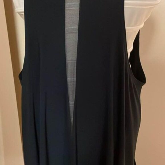 Sympli Size 10 Navy Blue Sleeveless Cardigan Mesh Accents & Pockets - Picture 1 of 3